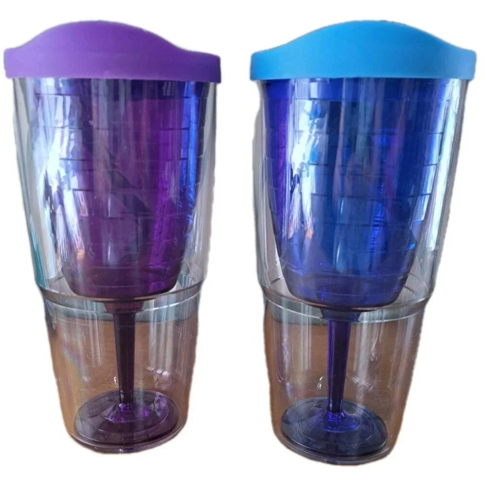 Tervis Set Of 2 Wine Glass Tumblers W/Lids 16 Ounce Insulated